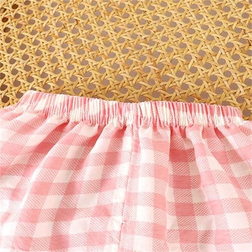 BILIKEYU Girls Cute Summer Outfits Sleeveless Plaid Buttons Down Tank Tops and Elastic Waist Pants 2pcs Sets 03