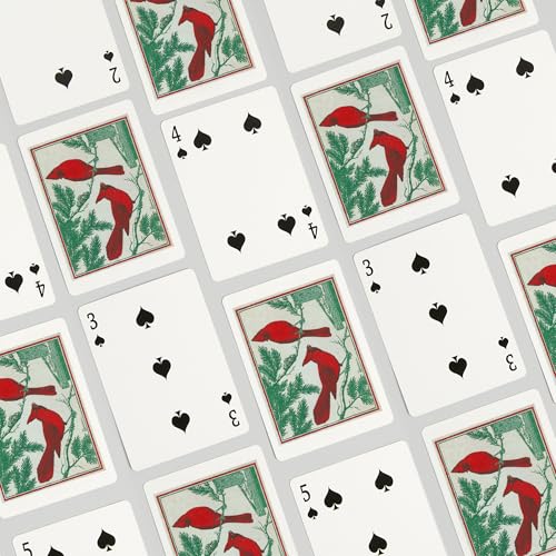 Baraja de 52 cartas tamaño póker dos pájaros cardenales miniatura 4