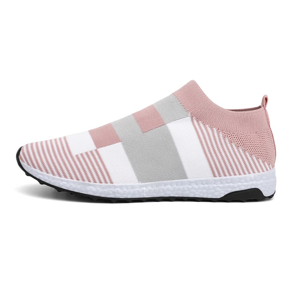 LLTMALL Women's Slip on Mesh Sneakers Workout Weight Training Shoes Pink 5