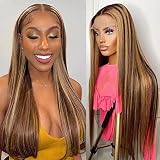 Highlight Ombre Blonde Lace Front Wig Human Hair Pre Plucked 13x4 Colored HD Lace Frontal Wigs with