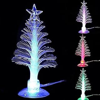 Multi-Colour Changing USB Xmas Christmas Decorative Tree LED Light Desk Light Night Light (Multi-Colour- Fiber with Sucker)