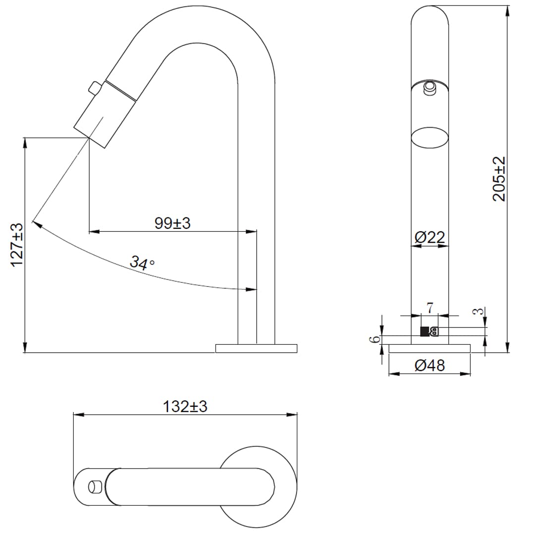 Essebagno Indus robinet lave-mains eau froide gris gun métal
