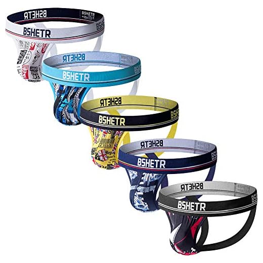 BSHETR Cueca masculina com suporte atlético, pacote com 5 unidades, ultra macia, para esportes diários, Multi-a, XL