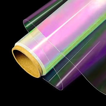 1 Roll 50ft Iridescent Cellophane Roll, iridescent wrapping paper, Holographic Cellophane Wrap Roll, cellophane wrap for Gift Baskets Flower Crafts Candy Gifts Wrapping Paper, 50 Long x 17" Wide