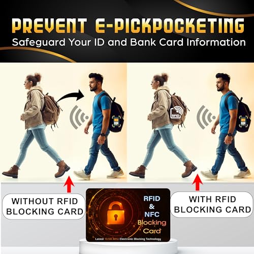 SaiTech IT 5 PK RFID Blocking Cards Protect Your Entire Wallet, Purse, and Cards from NFC Contactless Theft Wallet for Men & Women - Orange Black (5 Pack SL)3