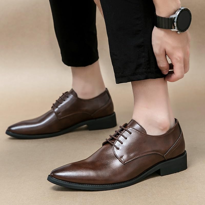 Men's Wingtip Oxford Dress Shoes Business Classic Pointed Toe Lace-Up Low-Top Leather Softsole Fashion Shoes2