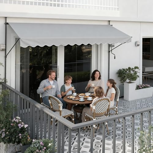UISEBRT Klemmmarkise Balkon 300cm breit - Markise mit Handkurbel...