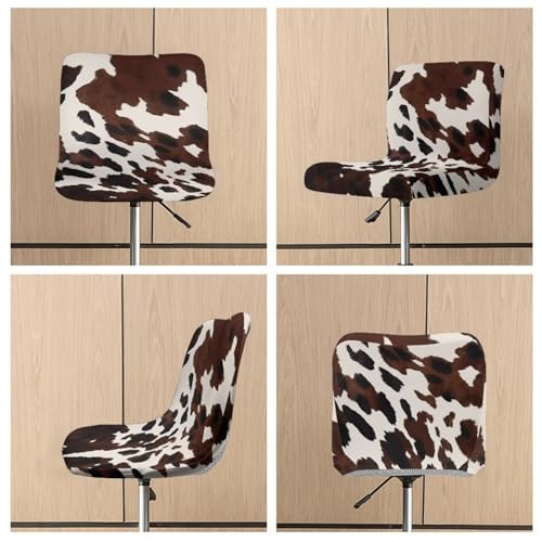 Image of Cow Bar Stool Seat Covers Washable Swivel Bar Stool Covers Slipcovers Soft Square Barstool Covers Slipcovers with Back Set of 2