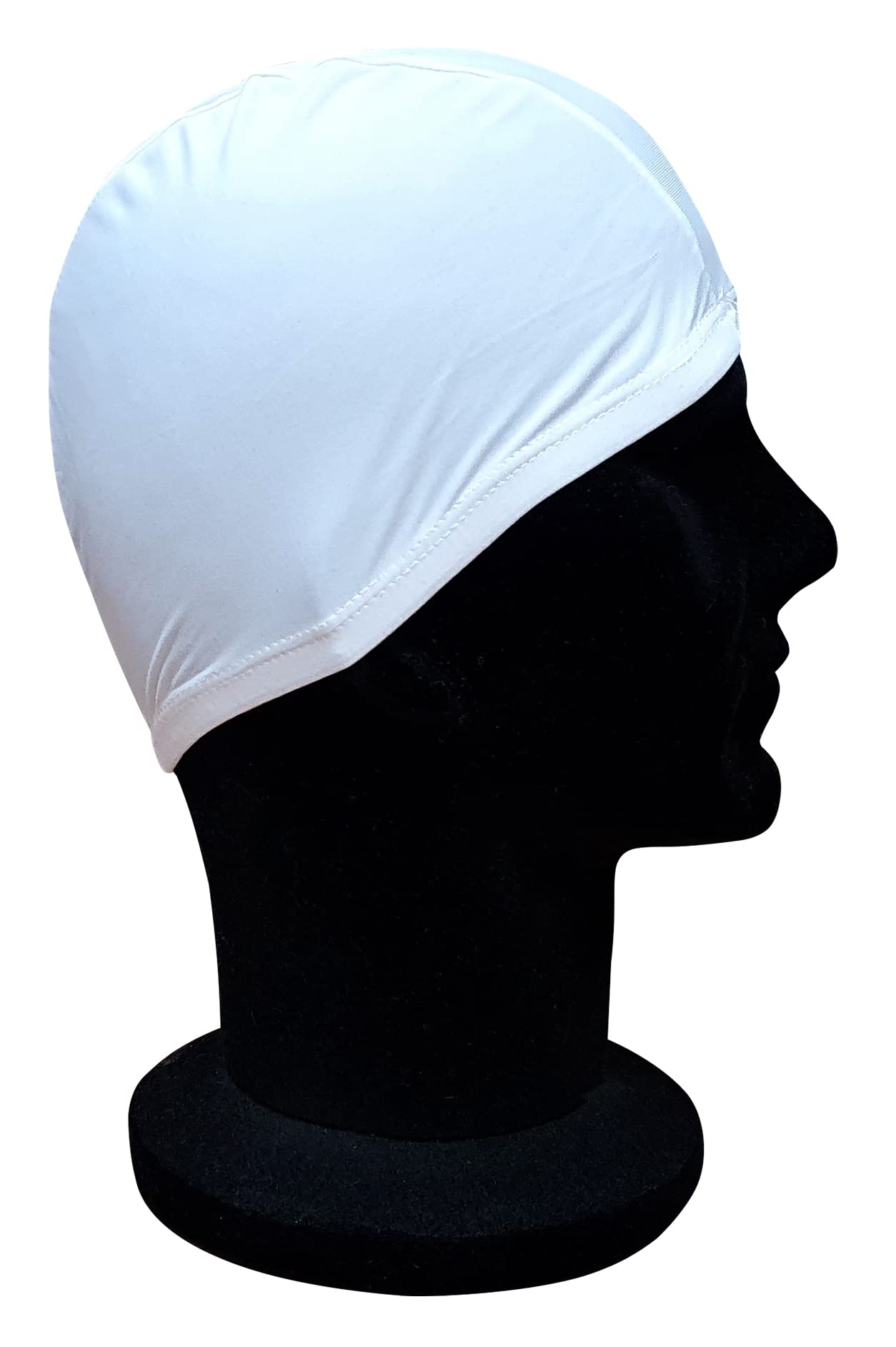 Blue Reef Elasticated Spandex Stretchy Anti Tear Easy Fit Plain Non Waterproof Deluxe Pull On Swimming Hat Swim Cap One Size Suitable For All Ages 3+ Years (White) - Image 4