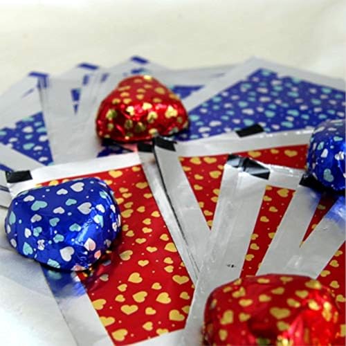 Image of Cake Decor - Aluminum Cut Foil Chocolate Wrapper - Blue Heart 8cm x 8cm - 200pcs - Premium Food Safe Wrapping for Candy, Truffles, Pralines, Cake Pops, Desserts