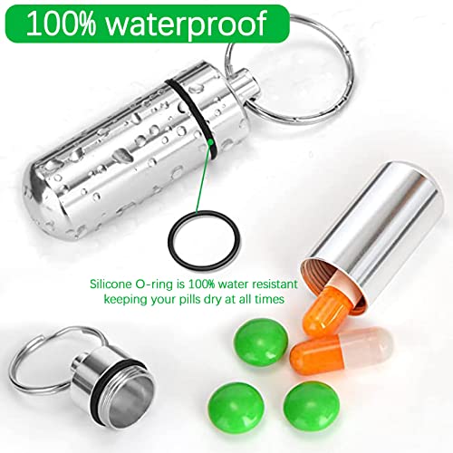 Kleine Pillencontainer,Aluminium Pillenhouder,Aluminium Pillendoos Mini Fles,Waterdichte Pillenhouder Sleutelhanger voor Outdoor Camping, Draagbare Medicijnhouder, 4 STKS - Afbeelding 5