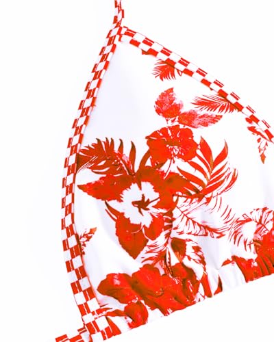 Image of Women's Triangle Bikini Set String Swimsuit Print Tie Smocked Ruched Two Piece Bathing Suit