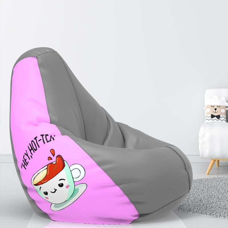 Biggie Bean Bag BiggieBean Cover 6XL- Official: Jack & Mayers Bean Bags - Max User Height : 6-6.5 Ft. - Weight : 99-110 Kgs(Model: Hot Tea - Peach Lt. Grey)-image-40