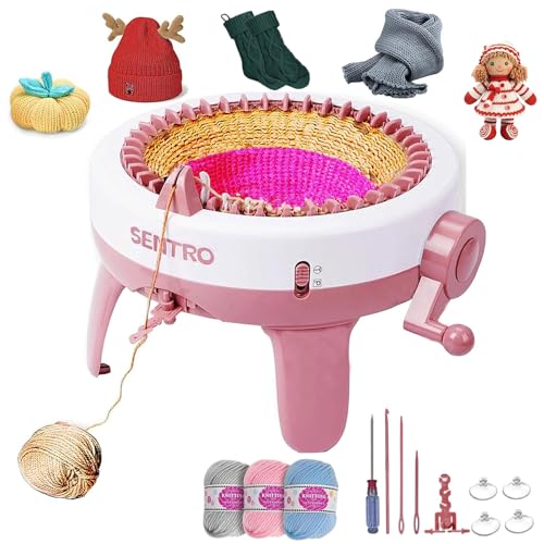 SENTRO Knitting Machine 40 Needles Automatic Circular Knitting Loom Machine for Kids/Adults Beginners Double Knit Loom Crochet Machine Kit for Hat Socks Scarves Gloves Sweater(for 3-5mm Wool Yarn)