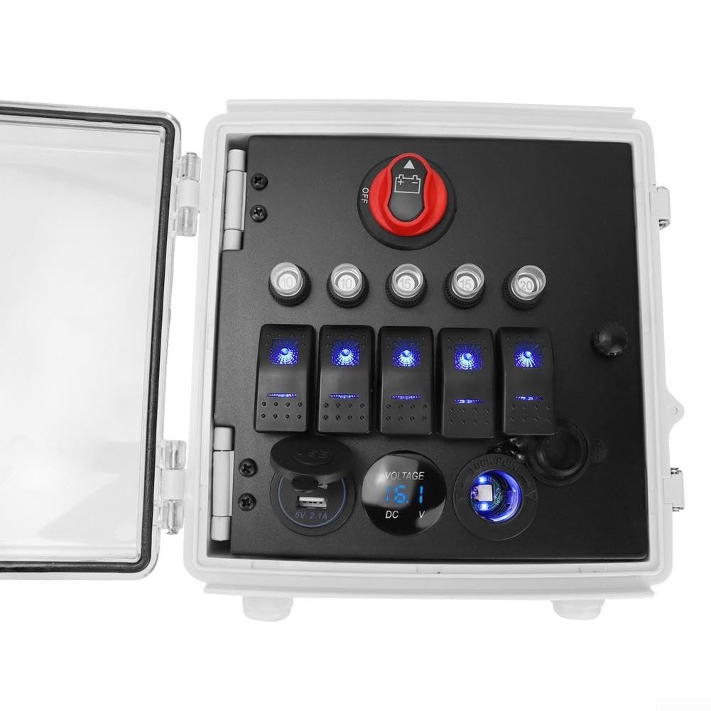 Panel de conmutación de 12 V, 5 capas, aluminio, protección IP65, barco (B)