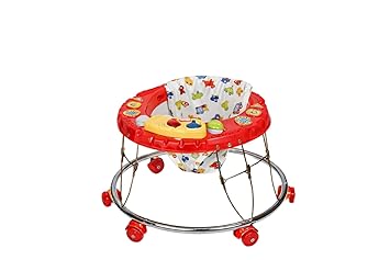 Nutts Multicolour Little Steps Activity Walker Foldable Baby Activity Walker Comfort Ride Baby Steel Walker (Red)