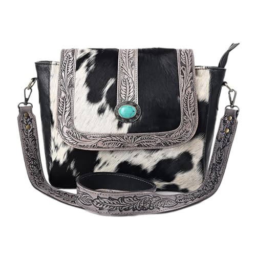 Women Natural Cowhide Leather Hand Bag With Adjustable Detachable Strap