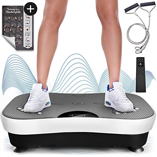 Sportstech Plataforma vibratoria VP210 Bluetooth, tecnología de oscilación para Uso doméstico, función de reflexología magnética, Cuerdas de Resistencia + Control Remoto. Altavoz Integrado