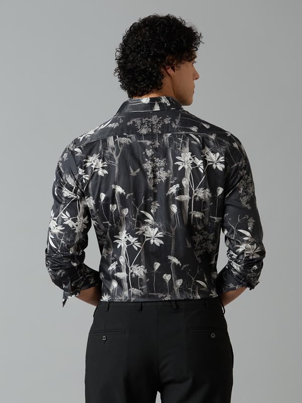 Image of Men's Printed Regular Fit Full Sleeves Cotton Formal Shirt