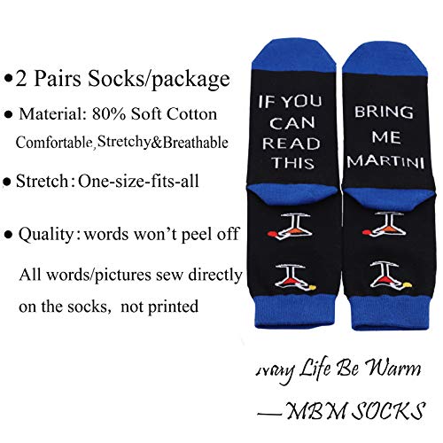 MBMSO 2 Pairs Martini Socks If You can Read this Bring Me Martini Socks Novelty Martini Gifts for Martini Lovers3