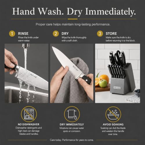 German Stainless Steel Kitchen Knife Block Set with Built-in Sharpener - image 6