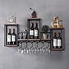 DIFU Wijnrek hout flessenrek wijnhouder muur met wijnglashouder wandrek metaal wandmontage wijnflessenhouder decoratief…