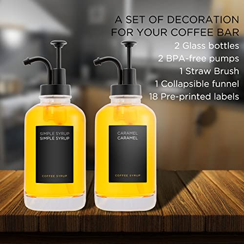 Joyfulmap 2 Coffee Syrup Dispenser with 18 Labels - Image 2