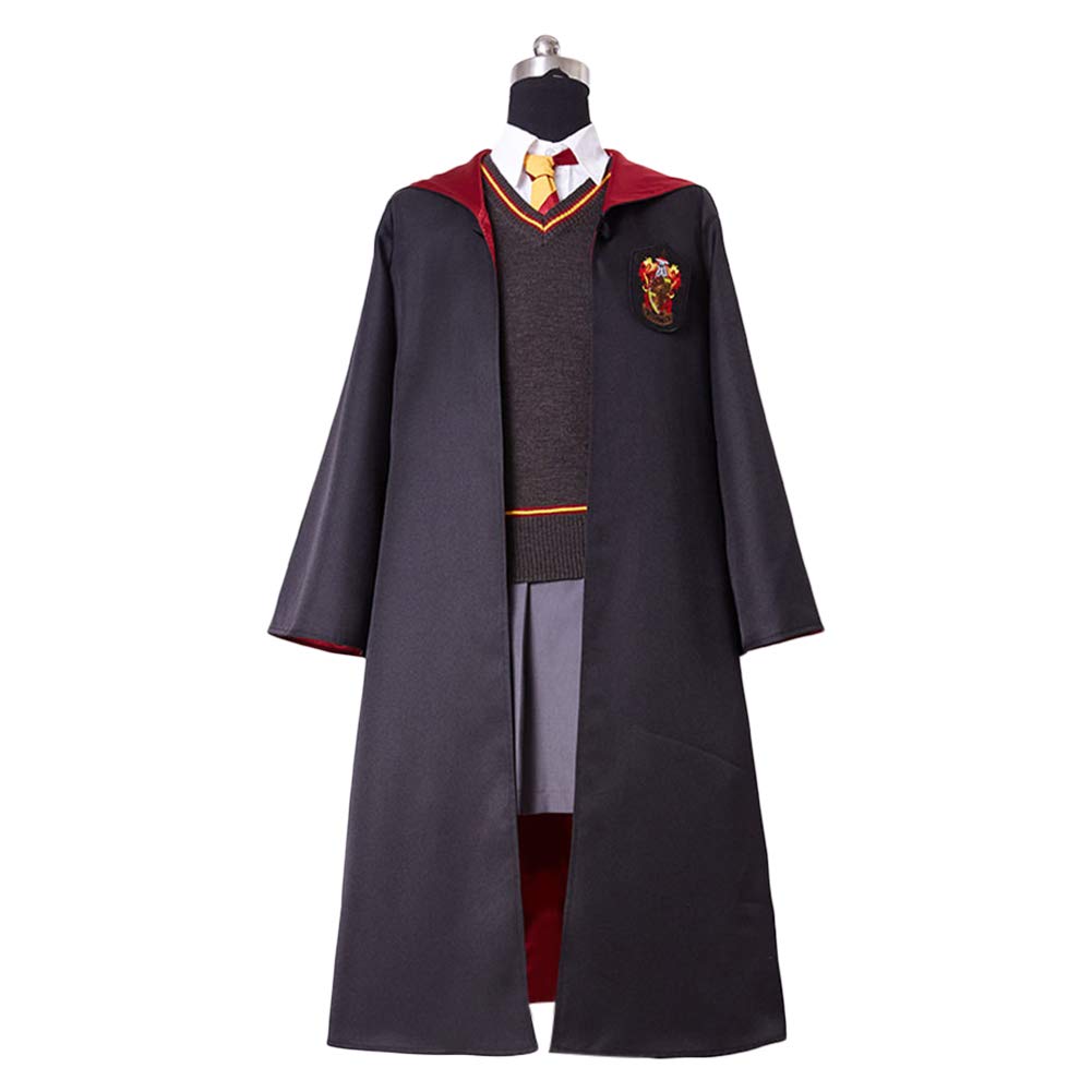 NGOVINY Kids Girls Witch Cosplay Costume Magic School Uniform Girls Witch Robe Cloak Skirt Shirt Halloween Cosplay Props (Black, X-Large)