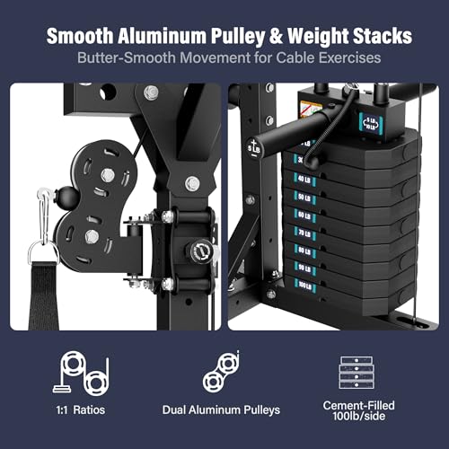 Major Fitness Drone2 Advanced Training Smith Machines– All-in-One Home Gym Squat Rack with Aluminum Pulley Set , Weight Bar, Dual LAT Pull-Down Systems & Cable Crossover Machine for Full-Body Workouts - Image 5