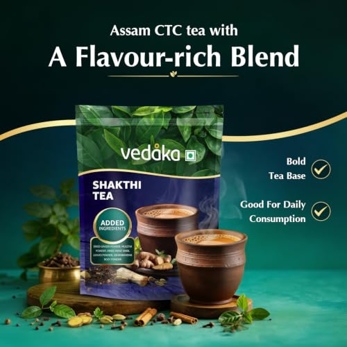 Image of Amazon Brand - Vedaka Shakthi Tea 1 Kg | Strong Assam Tea Powder | Bold Kadak Taste | No Artificial Flavours | Daily Use Chai