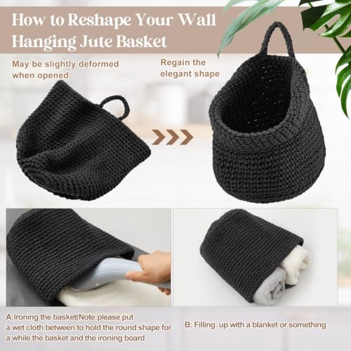 Image of Honeydak 3 Hanging Baskets, Grey, White, Dark Grey, Barrel, Cotton Rope