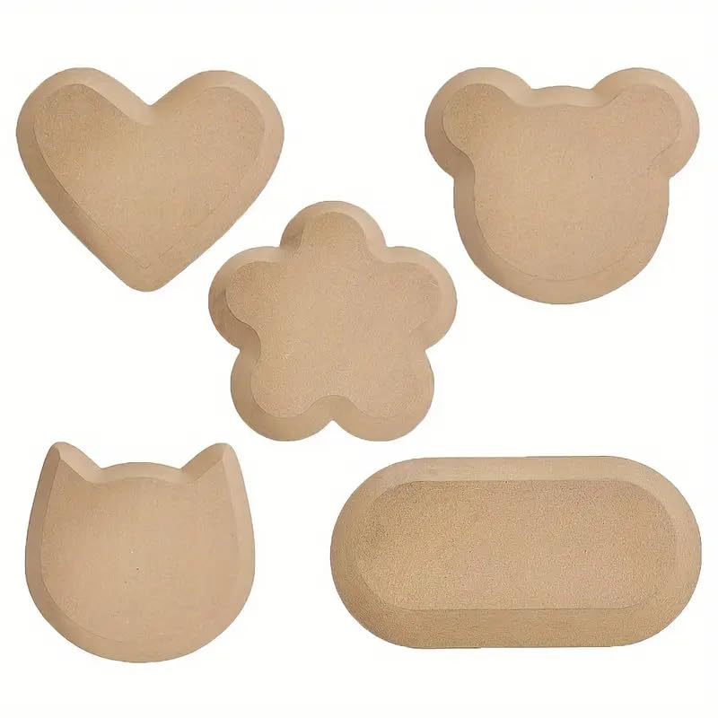 5 Styles Ceramic Craft Molds,DIY Pottery & Clay Crafting Kit,Wood Pottery Mould Set - Versatile Clay Hand Building Tools for Ceramic Dish Plate,Includes Density Board & Hanging Mold