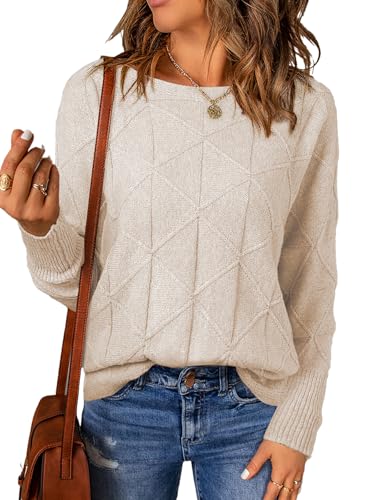 EVALESS Casual Crewneck Sweaters for Women Fall Winter 2025 Lightweight Long Batwing Sleeve Pullover Sweaters Tops Clothes