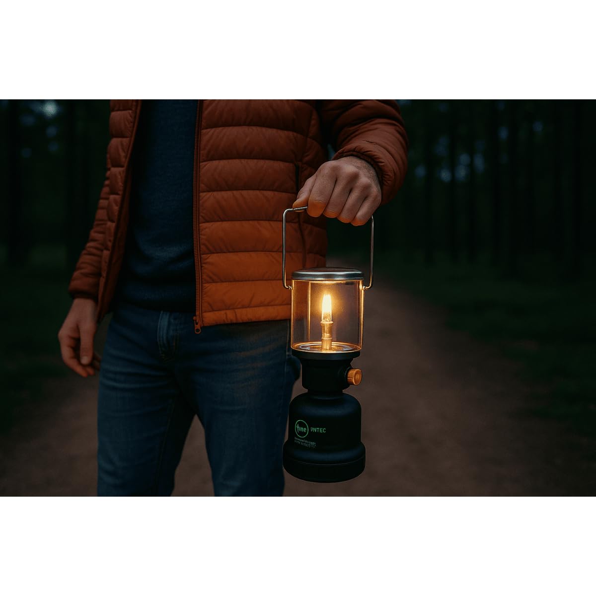 INTEC - Lampe à Gaz de Camping 1100W, Allumage Piézo & Coque Métal – Lanterne Rechargeable pour Extérieur – Compatible Cartouche Gaz Butane 190g Perçable