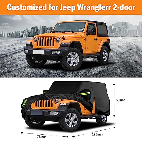 Funda para coche Jeep Wrangler 2 puertas impermeable exterior con cremallera 7