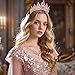 Kamirola Women Crystal Bridal Jewelry Set, Tiara, Earrings, Necklace, Costume Party, Halloween, Prom (Gold Pink)