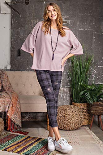 3/4 SLVS Mineral Washed Terry Knit Boxy Top - Ash - M miniatura 2