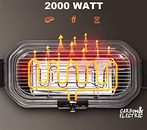 Image of 2000 Watt Electric Barbecue Grill, (BBQ Combo With Lighter) (Electric BBQ With Lighter) (BBQ COMBO WITH GAS LIGHTER)