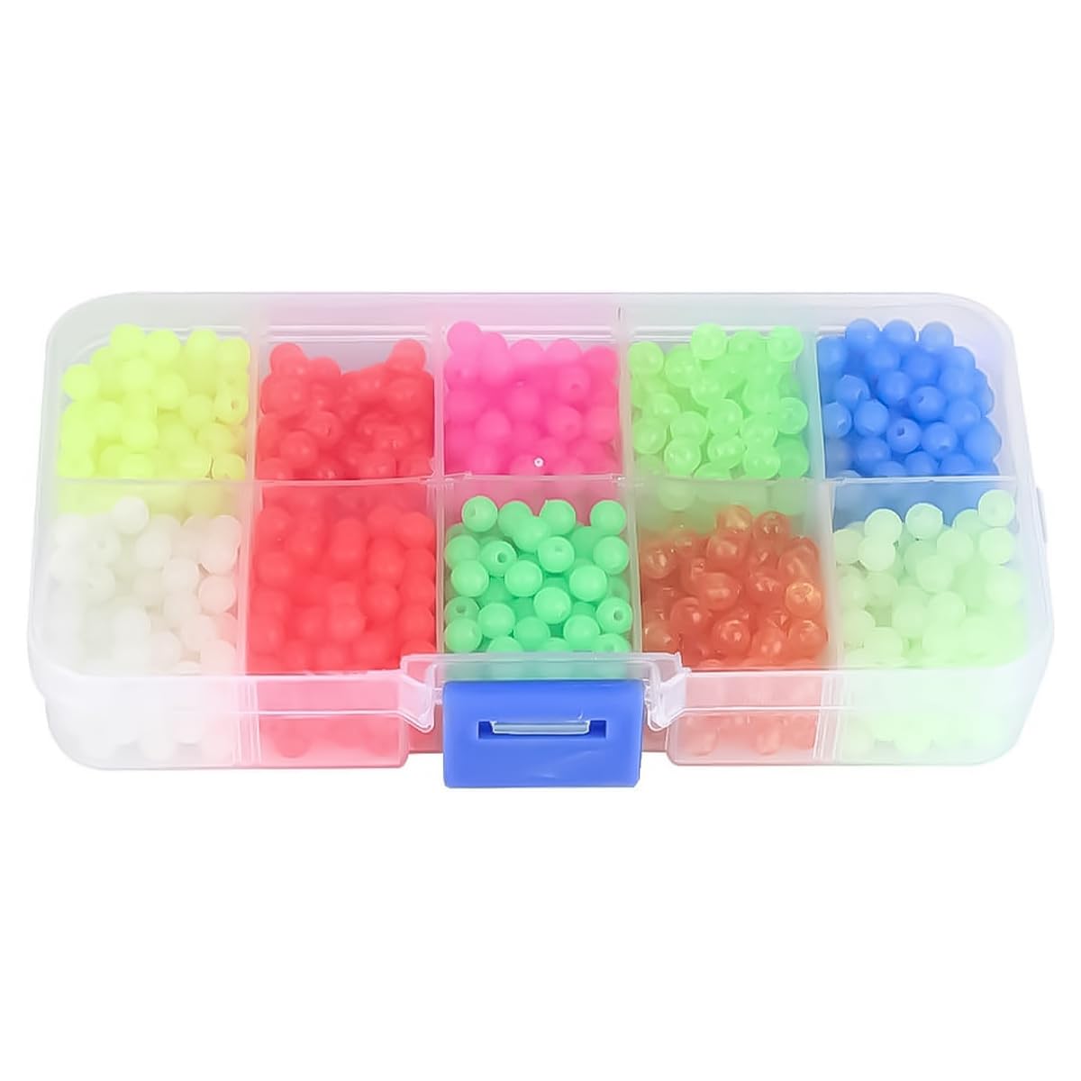 Qury Bead Fishing Lures, 1000pcs Plastic Round Beads Tackle Lures Tools Reusable for Night or Deep Sea Fishing(10 Color Each 100pcs)