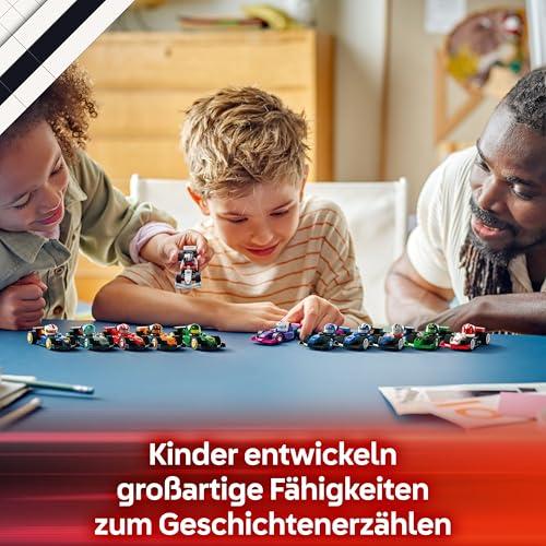 Lego F1 Rennwagen Serie mit 12 Formel 1 Autos: Komplett-Set der Lego Minifiguren Serie 71049