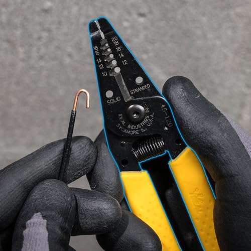 Image of IDEAL Electrical T-Stripper Wire Stripper Metric 0.75mm2 to 6mm2 | Precision Knife Blades, Laser-Etched Markings, Spring-Loaded Non-Slip Grip, Black Oxide Finish, Made in USA