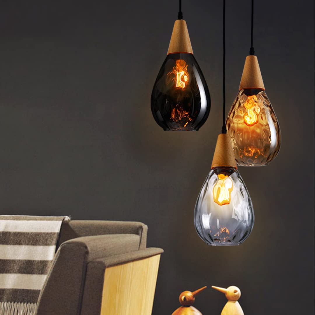 Abat-jour en verre en forme de goutte de lumière pendante en verre avec des ondulations d'eau plafonnier éclairage de plafond lampe de chevet pour chambre, bar, salle à manger