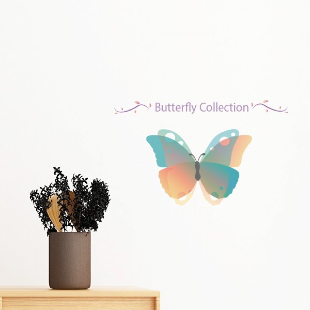 Sticker papillon amovible bleu et rose déco chambre bébé poétique