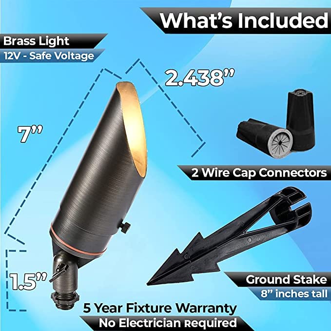 LED Spot Lights Outdoor Landscape Lighting 106 - Solid Brass Spotlight LED Yard Lights Security Landscape Lights for Beautiful Bright Long Lasting Home Garden Patio Area Deck Lighting (6 Pack No Bulb) - Image 5