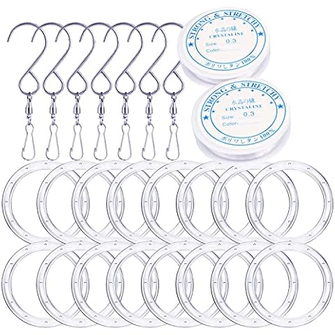 18 Pack Wind Chime Circles,DIY Wind Chimes,Wind Chime Supplies,Wind Chime kit,Wind Chime Parts Transparent Top Circles of Wind Chime or Frames of Suncatcher (10 Pack Transparent) Cover