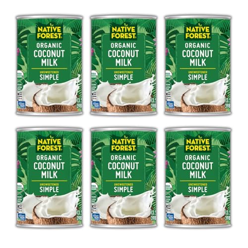 Native Forest Organic Coconut Milk Unsweetened - Canned Coconut Milk, Non-GMO Project Verified, USDA Organic, Vegan, Low Sodium - Classic, 13.5 Fl Oz (Pack of 6)