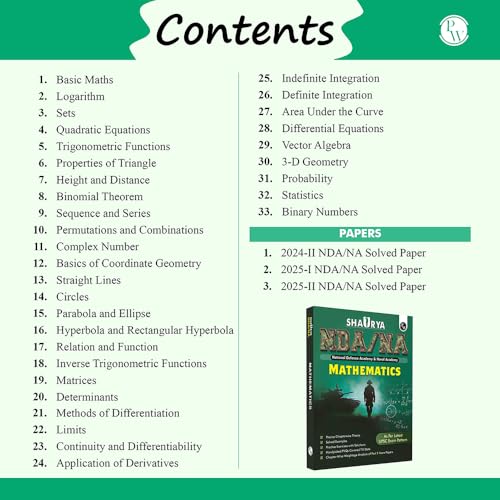 Image of PW Shaurya NDA /NA Mathematics Book | 2025 Solved Paper | Chapterwise Theory, Solved Examples, Practice Exercises | For National Defence Academy & Naval Academy Exam 2025-26