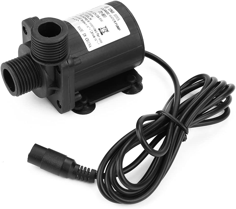 Fafeicy 12V Brushless DC Submersible Pump, Fish Tank Pond Fountain Boost Pump, 800L H 5M Head, 1.5A Low Noise, 5V Start, for Aquarium Pond Fountain Solar Water Heater