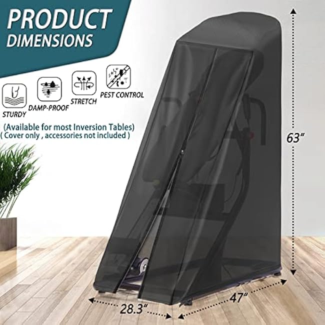 Inversion Table Cover - Dustproof and Waterproof Inversion Equipment Protection Covers (47 L X 28.3 W X 63 H) - Keep Your Inversion Table Safe from Dirt and Scratches