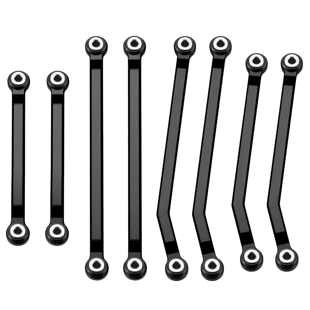 RCLIONS High Clearance Chassis Aluminum Links Set Linkage for Redcat Ascent 1/18th RC Crawler Car Upgrade Parts (Black)